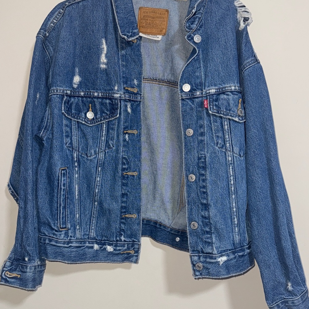 Blue Distressed Denim Jacket
